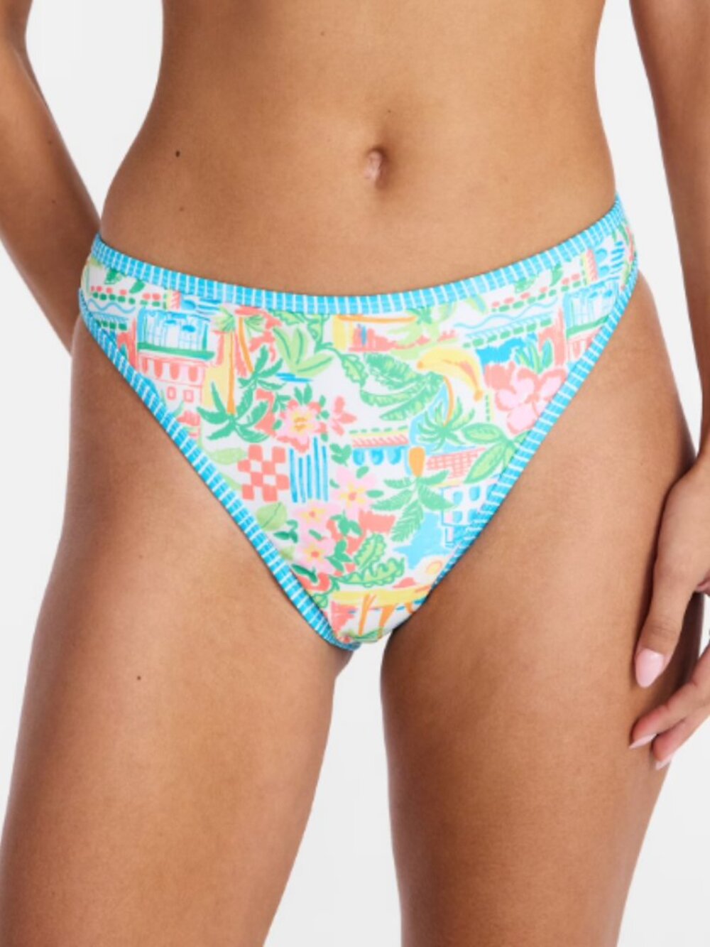 No Boundaries Mid Rise Multiprint Bikini Bottoms,